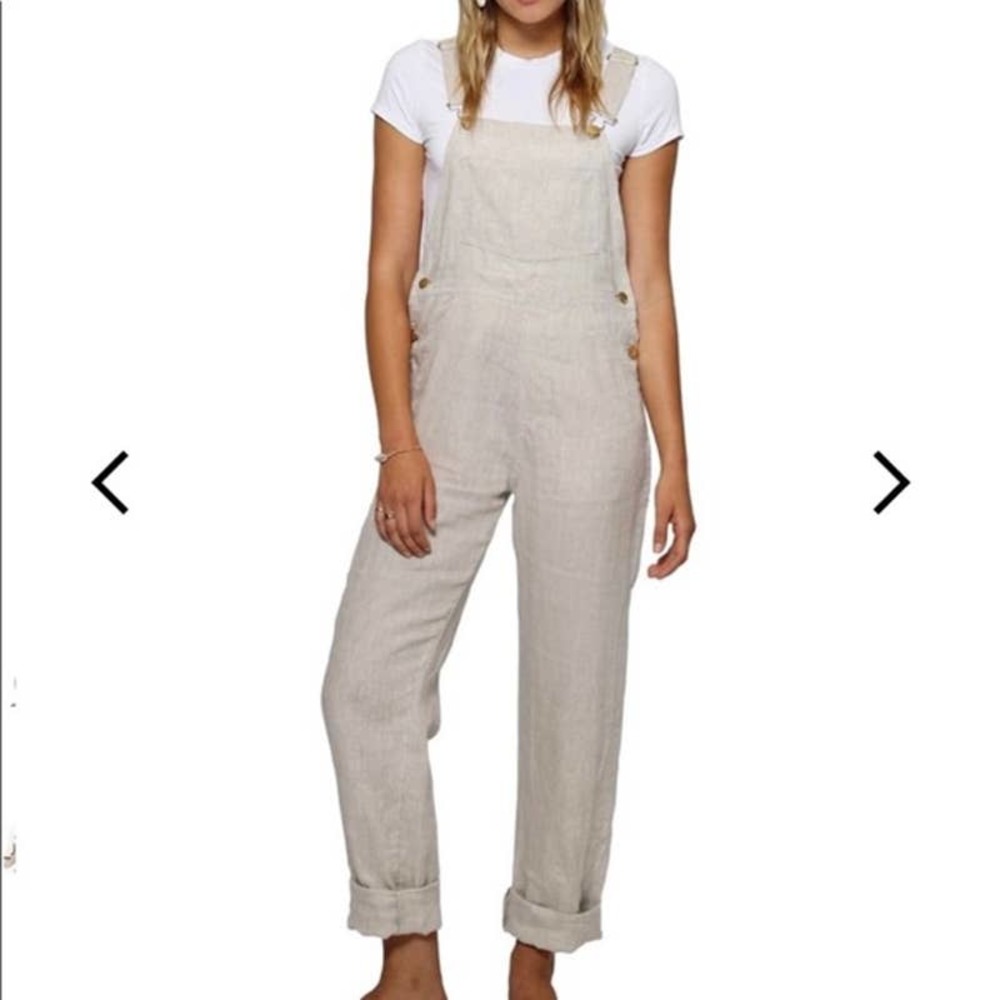 Second Skin Overalls by Danielle Natural Tan Linen
